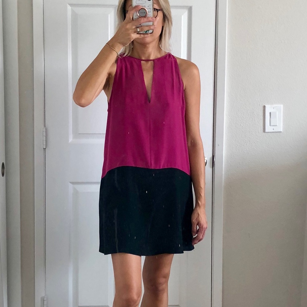 Parker colorblock 100% silk dress
